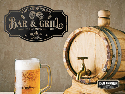 Bar & Grill Metal Sign