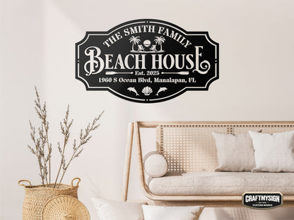 Beach House Metal Sign