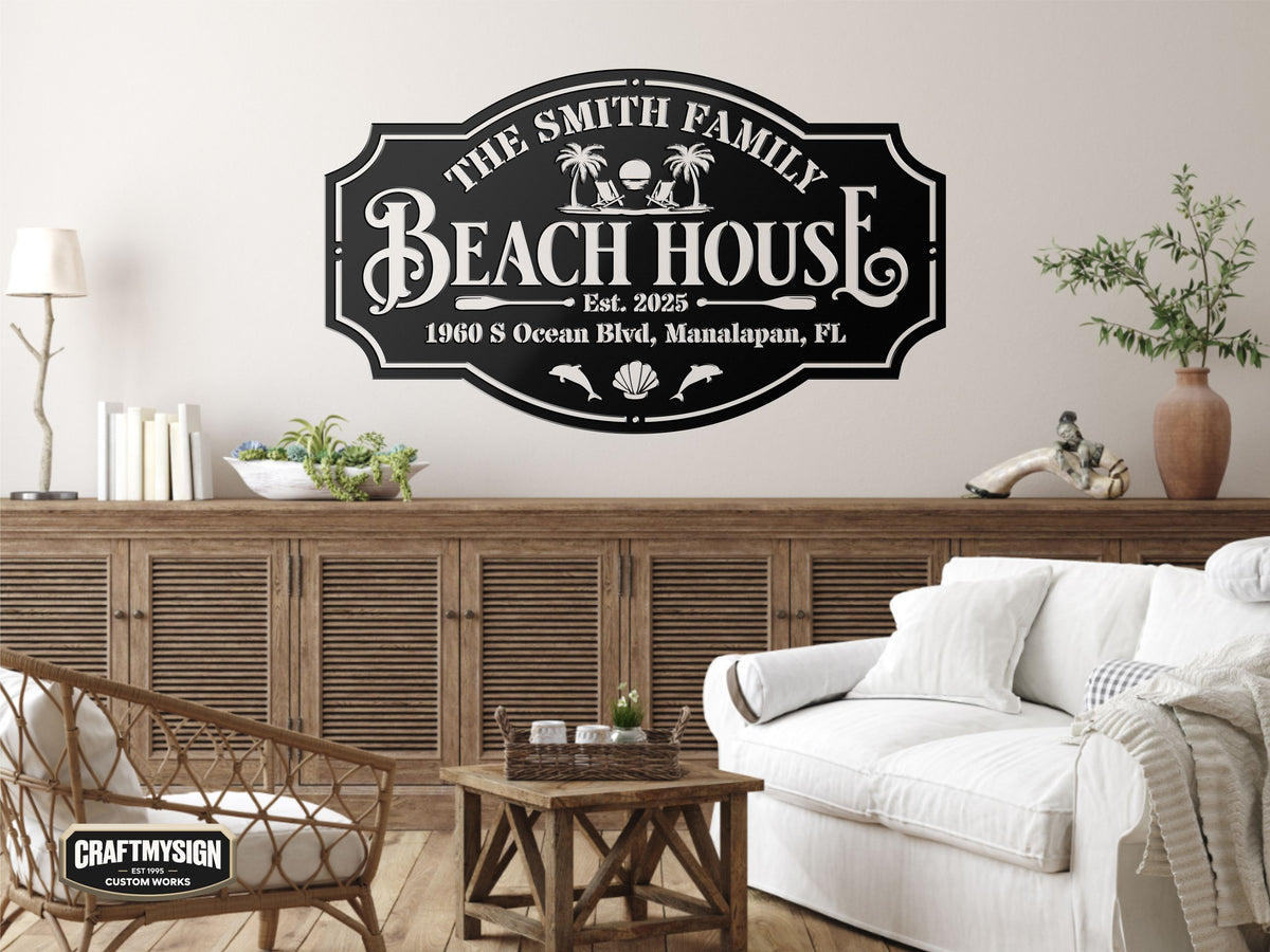 Beach House Metal Sign