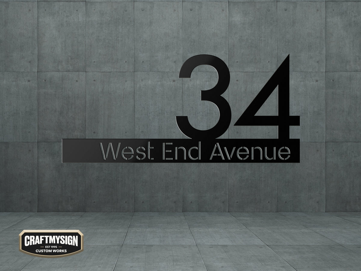 Modern House Address Metal Sign
