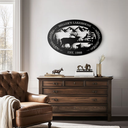 Elk Outdoor Oval Metal Sign