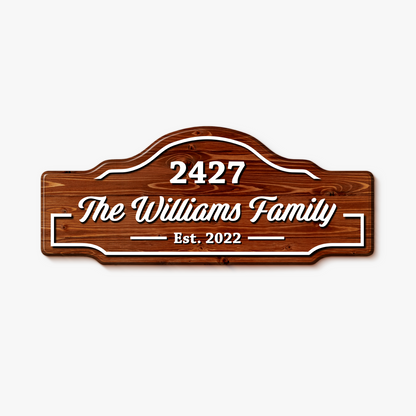 Family Name & Address Wooden Sign
