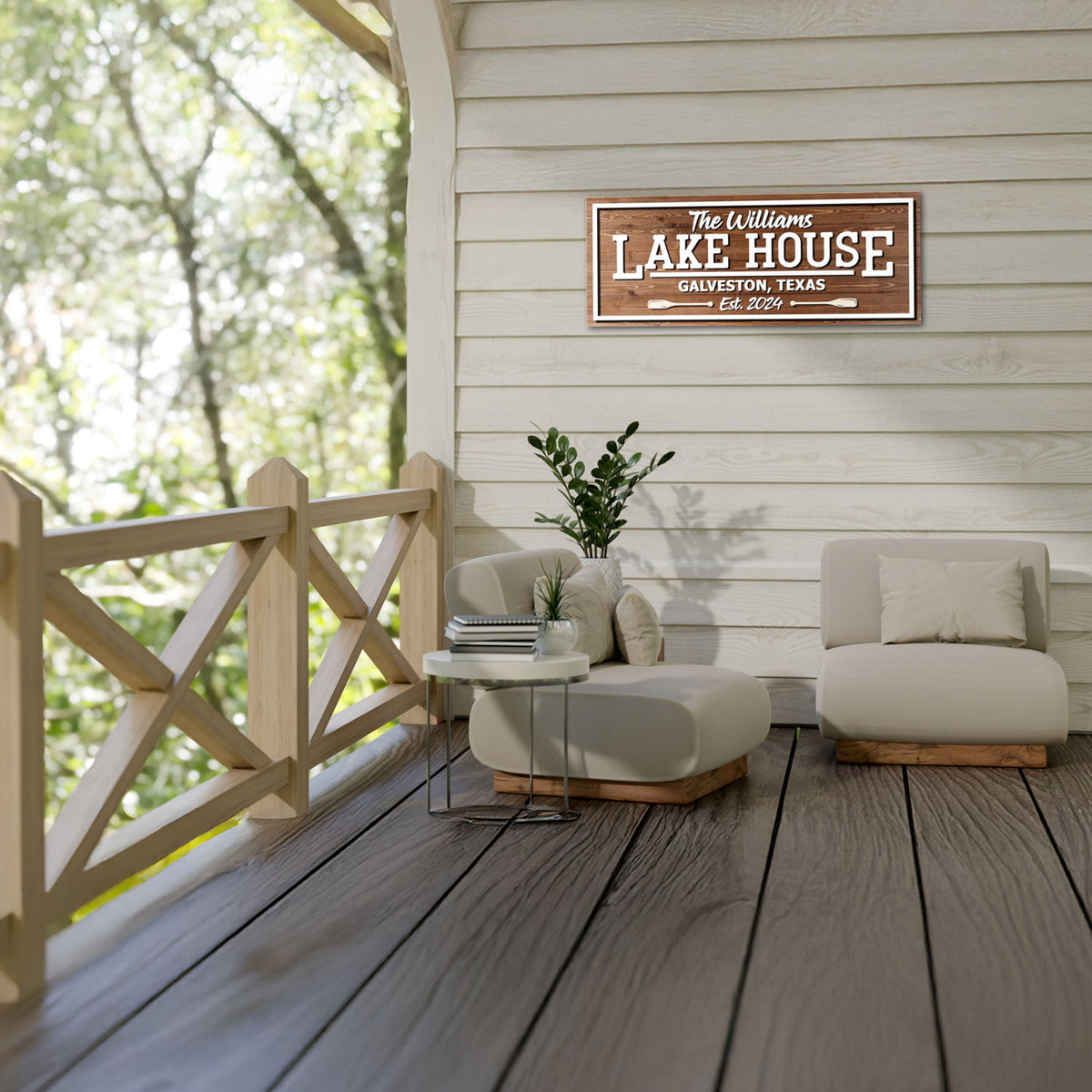 Rustic Lake House Wooden Sign