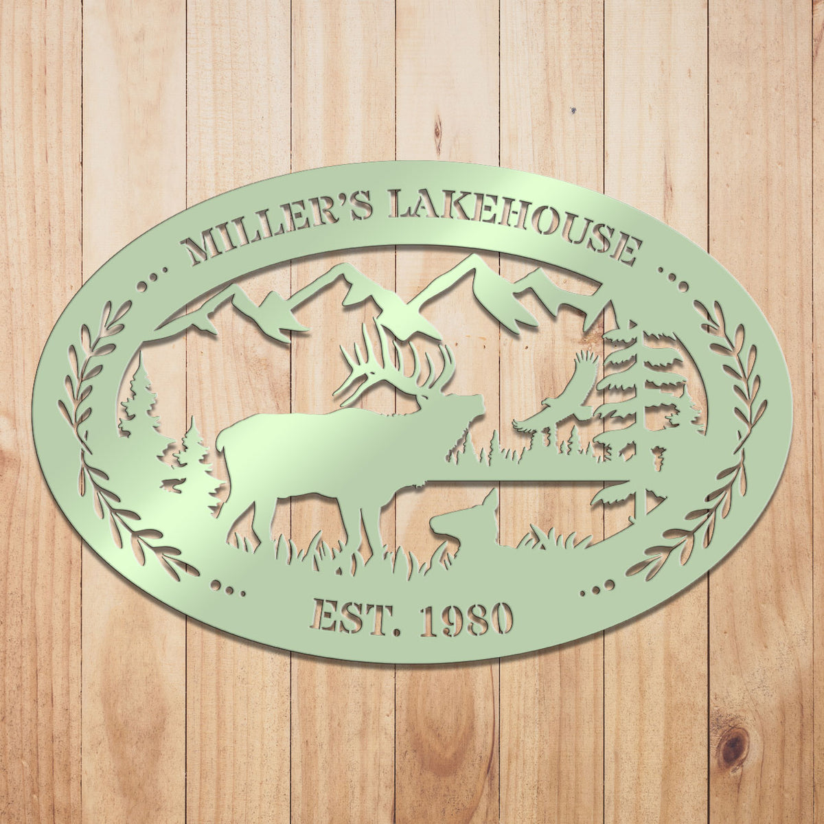 Elk Outdoor Oval Metal Sign