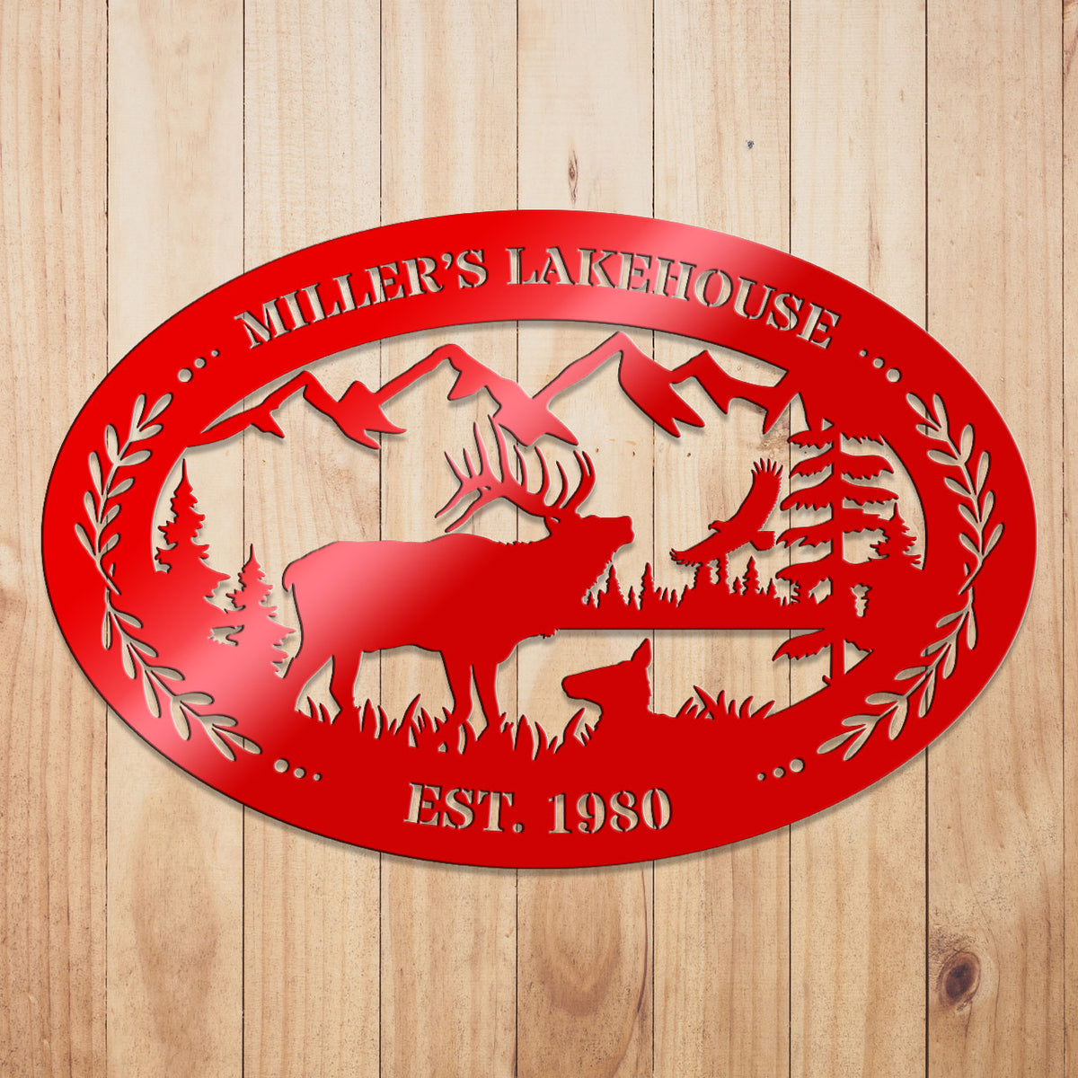 Elk Outdoor Oval Metal Sign