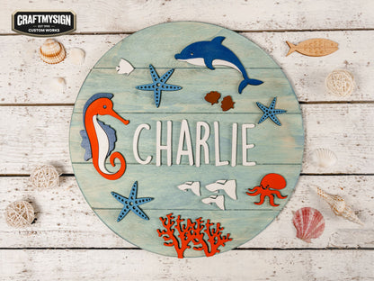 Ocean Nursery Name Sign Woodform Artcrafts