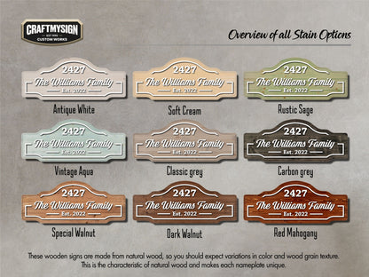Family Name & Address Wooden Sign