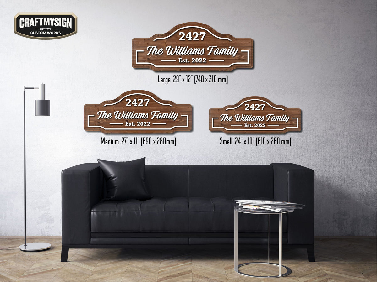 Family Name & Address Wooden Sign