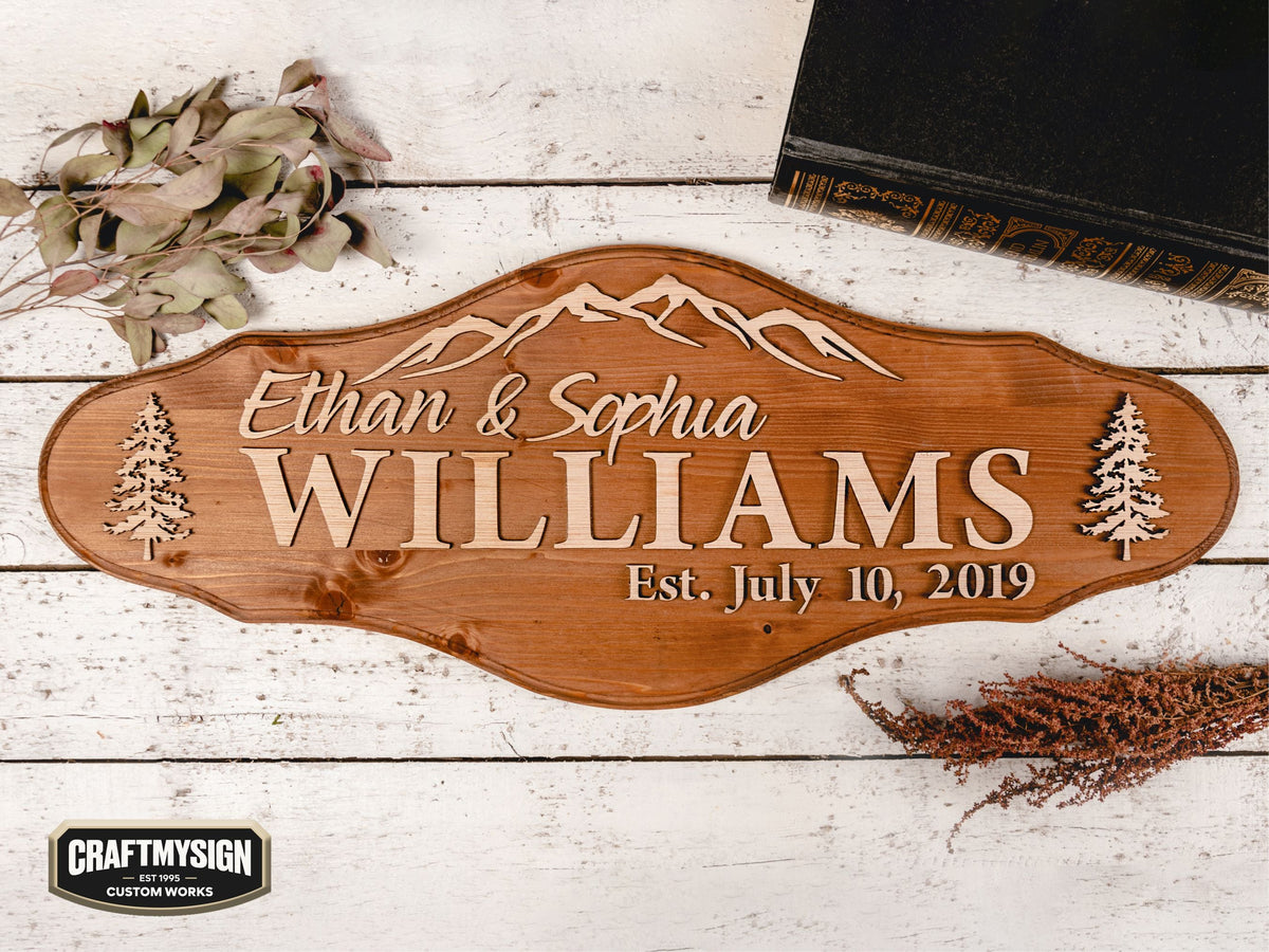 Mountain Family Name Sign Craftmysign