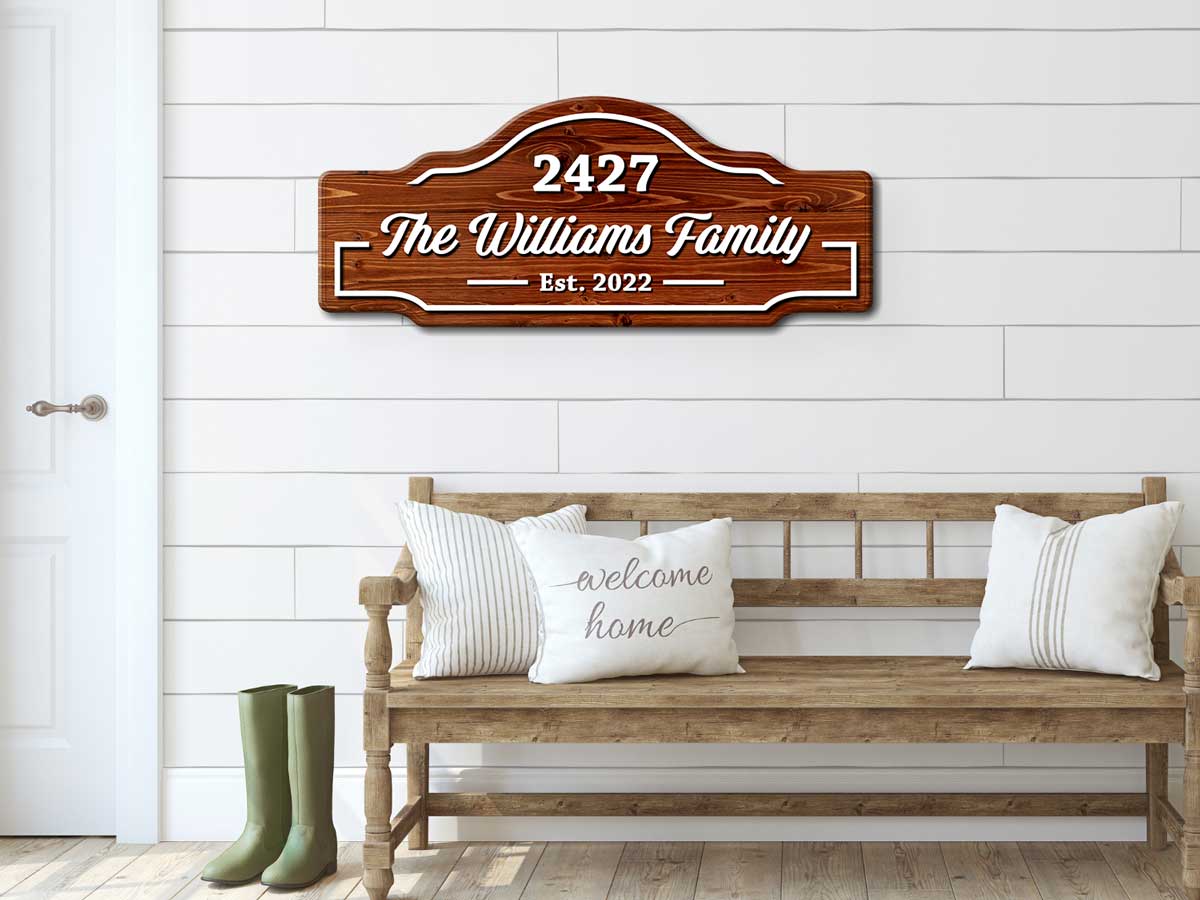 Family Name & Address Wooden Sign