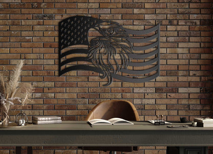 American Eagle Flag Metal Sign