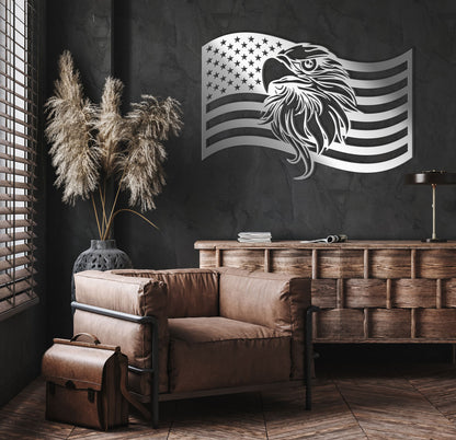 American Eagle Flag Metal Sign